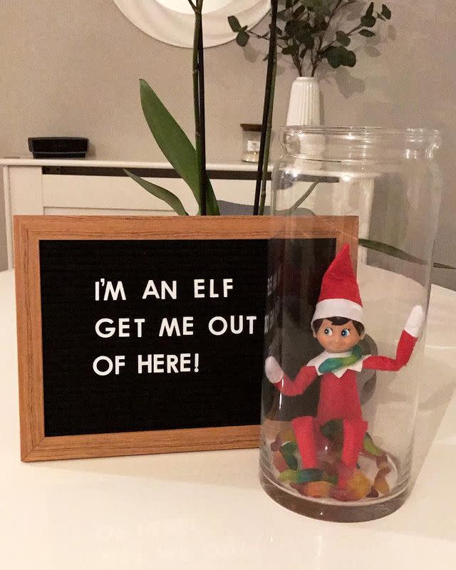 36) Elf on the Shelf doing a Bushtucker Trial...