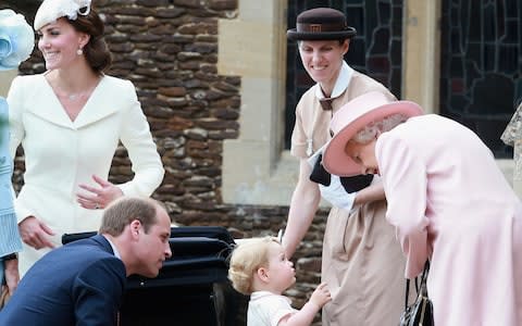 Prince George, Queen Elizabeth II and Prince George's nanny, Maria Borrallo - Credit:  Chris Jackson