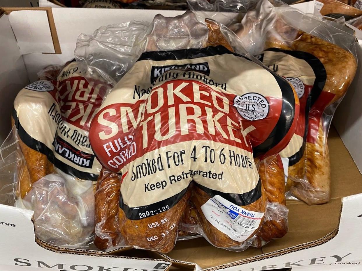 Smoked turkeys at Costco.