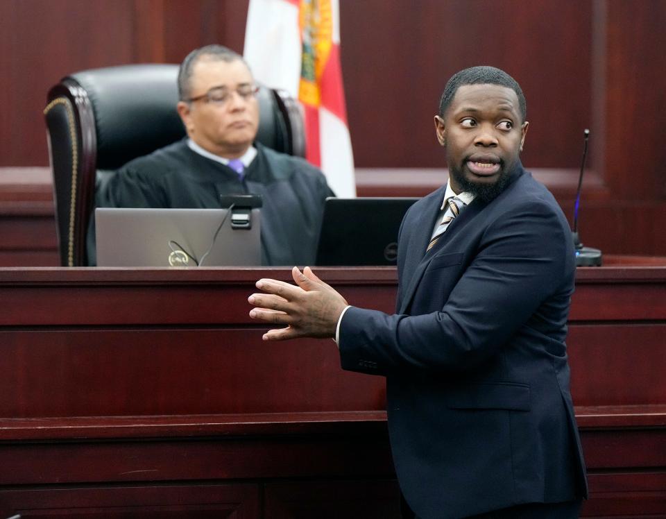 Othal Wallace takes the stand to testify during his trial at the Clay County Courthouse in Clay County, Thursday, Sept. 14, 2023.