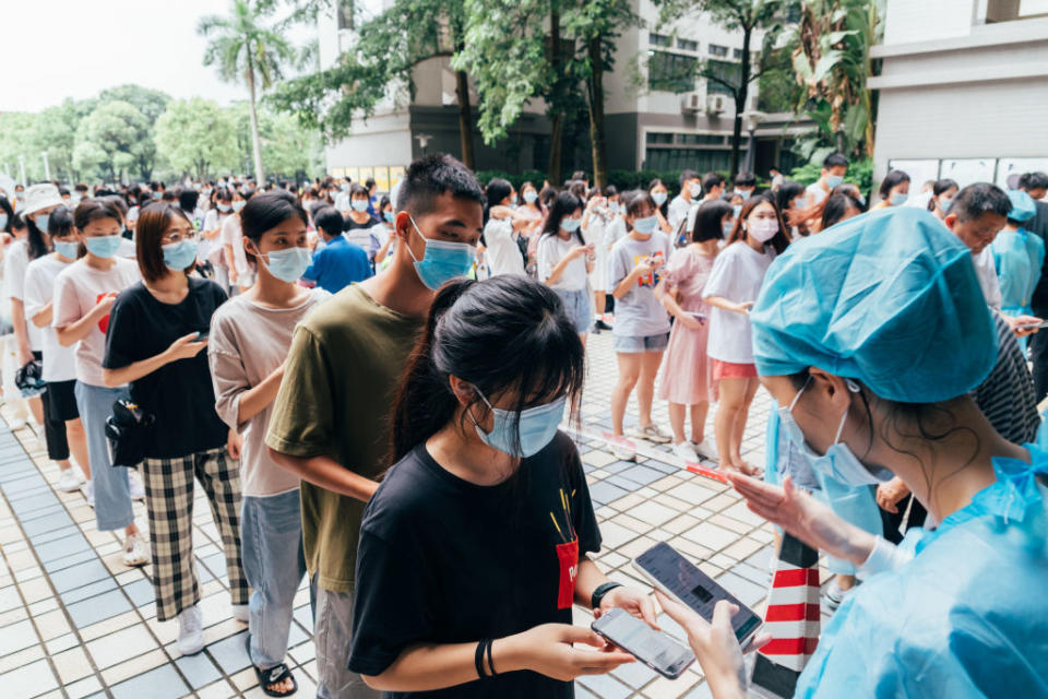 People line up for Covid tests in China. Source: Getty Images