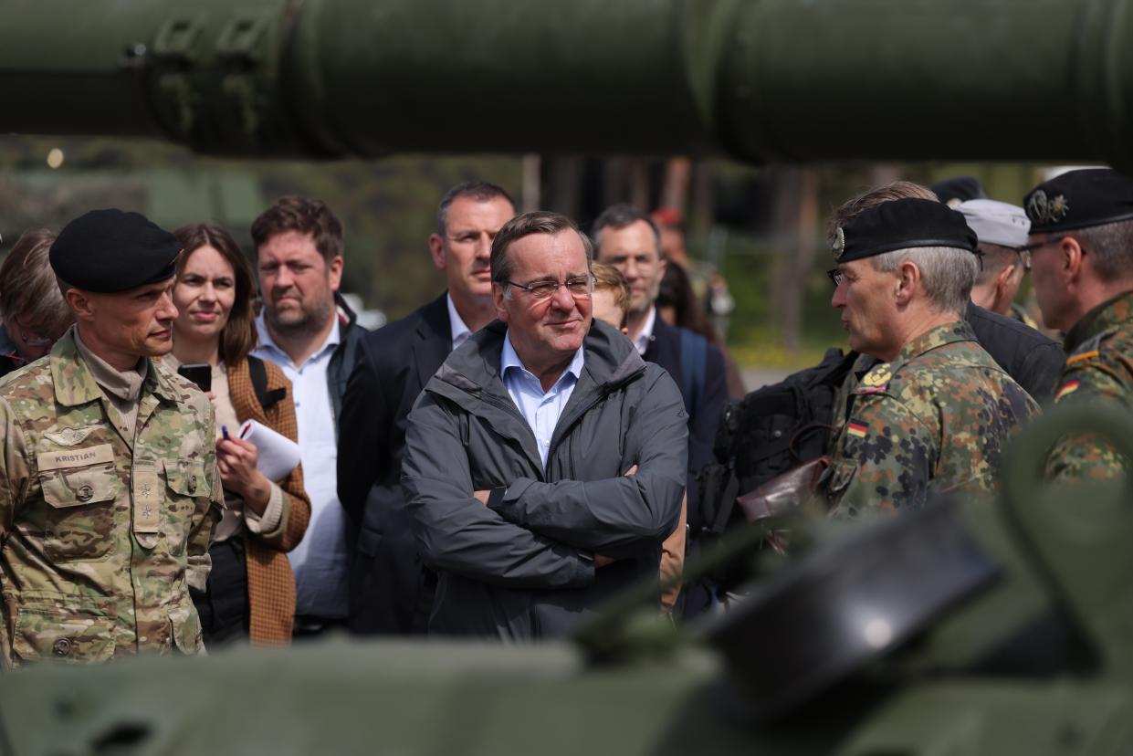 German defence minister Boris Pistorius visits the training of Ukrainian tank crews on the Leopard 1A5 main battle tank by German and Danish military personnel at a military training ground (Getty Images)