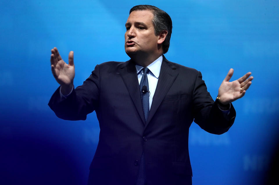 Cruz speaks at the NRA-ILA Leadership Forum at the Kay Bailey Hutchison Convention Center on May 4, 2018, in Dallas. (Photo: Justin Sullivan/Getty Images)