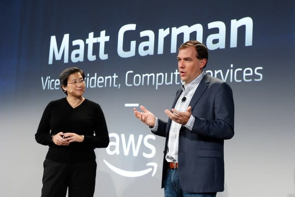 AMD President and CEO Lisa Su (left) and Amazon Web Services' Matt Garman.