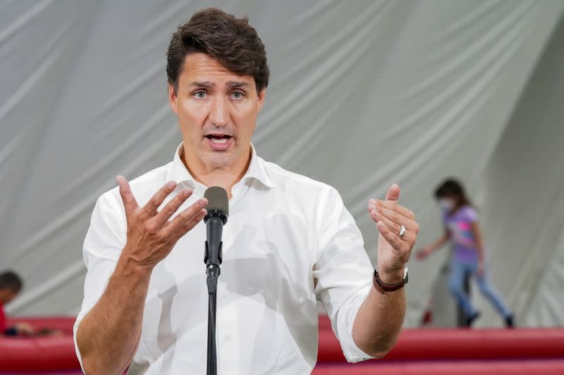 Canada's Prime Minister Justin Trudeau campaigns in Hamilton, Ontario