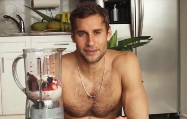 Franco's nearly nude cooking tutorials have been a hit. Photo: Youtube