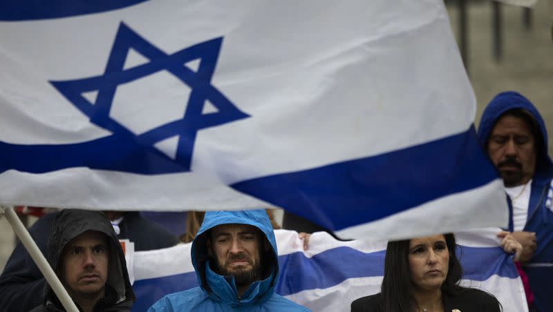 People attend the Stand with Israel rally at the Capitol in Salt Lake City on Wednesday, Oct. 11, 2023.