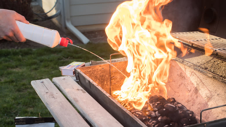 Lighter fluid on a grill