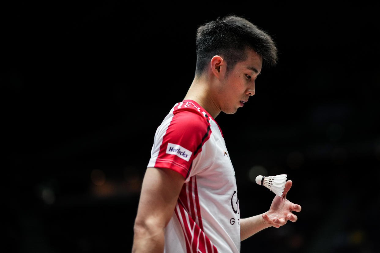 Singapore shuttler Loh Kean Yew slumps to a shock defeat by Christo Popov of France at the 2023 Singapore Badminton Open.