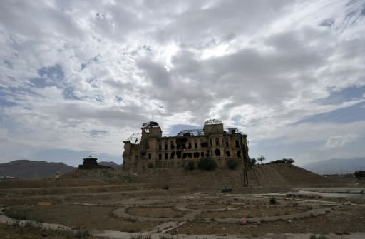 The ruined Darulaman Palace in Kabul in 2011, before the renovation began