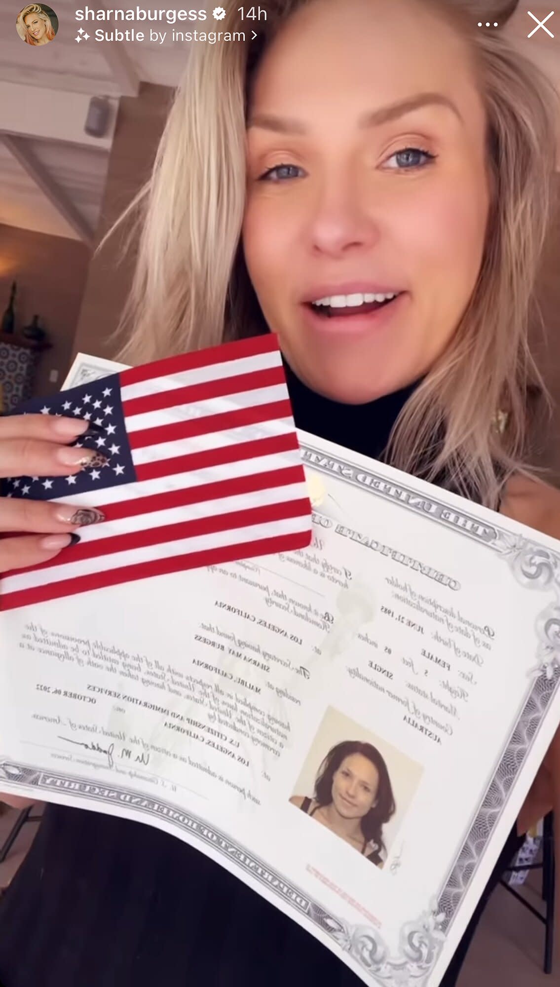 Sharna Burgess Becomes U.S. Citizen in ‘Emotional’ Ceremony: ‘I Belong Here’