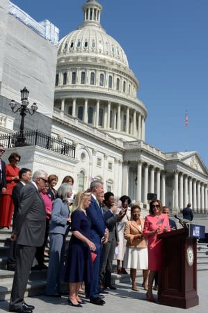 U.S. Speaker of the House Nancy Pelosi (D-CA) holds a press event on the first 200 days of the 116th Congress at the U.S. Capitol in Washington