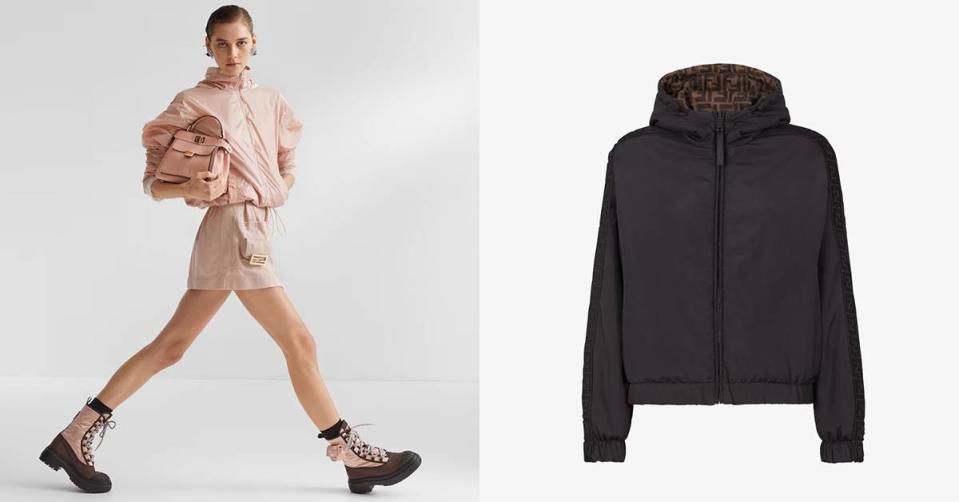 圖左：粉紅色尼龍防風外套圖右：黑色尼龍外套圖片來源：Fendi