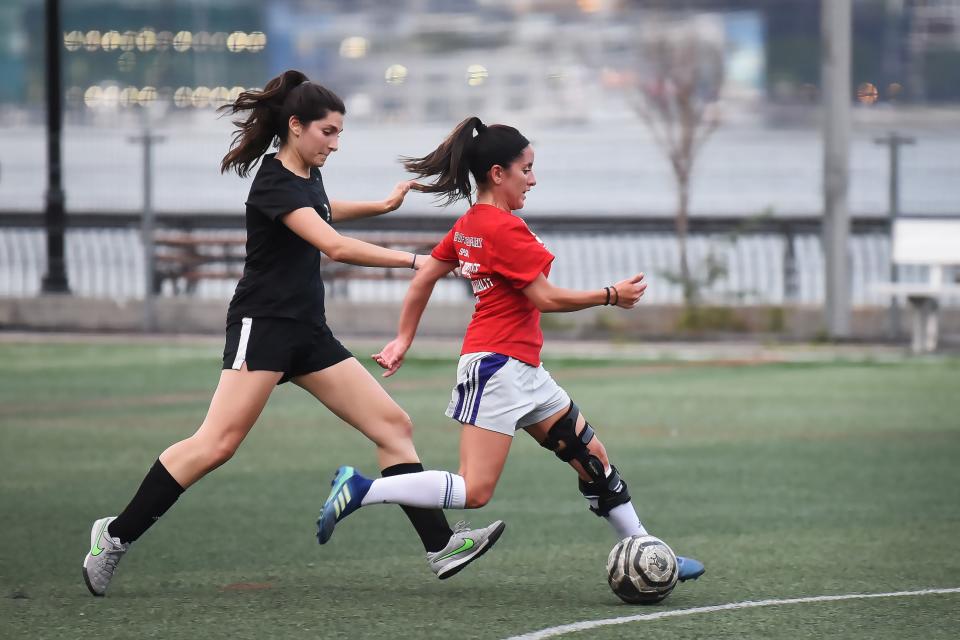 The Record/Northjersey.com reporter Melanie Anzidei finally plays soccer with her adult team at Sinatra Park Soccer Field in Hoboken on 08/03/20 following the affect of the COVID-19 outbreak. 