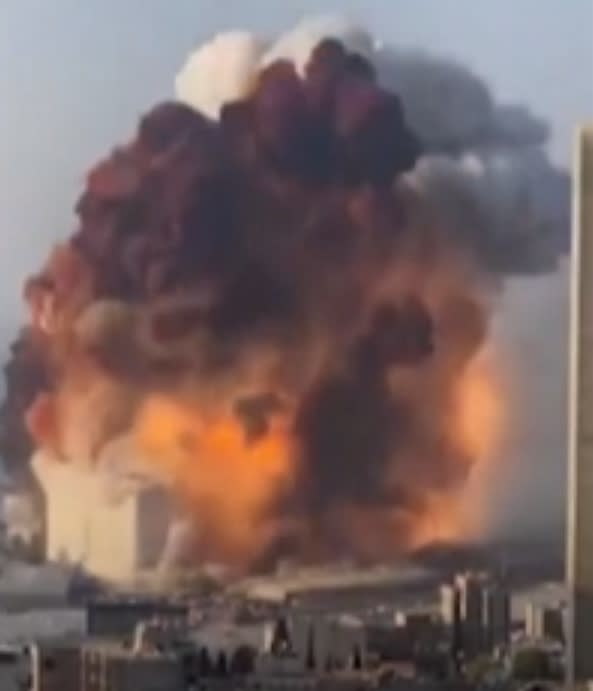 黎巴嫩首都貝魯特區發生嚴重大爆炸。（圖/翻攝自Intel Air & Sea推特）