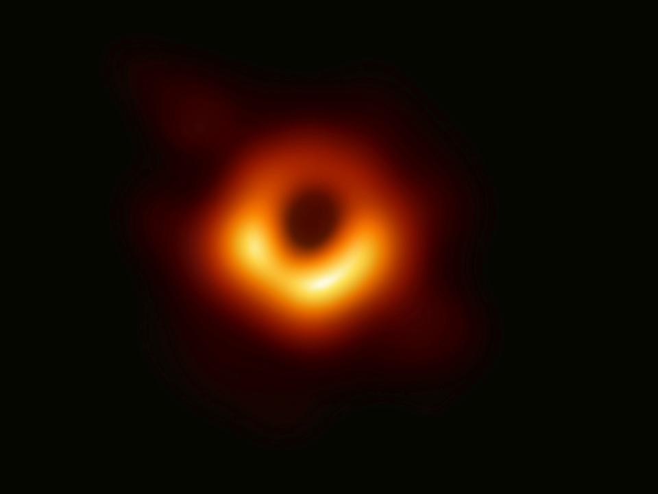 This image released Wednesday, April 10, 2019, by Event Horizon Telescope shows a black hole. Scientists revealed the first image ever made of a black hole after assembling data gathered by a network of radio telescopes around the world. (Event Horizon Telescope Collaboration/Maunakea Observatories via AP)