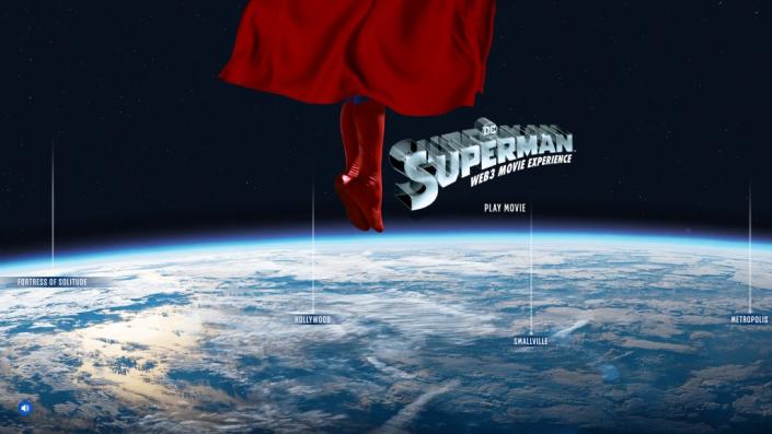 Landing page for the Superman Web3 Movie Experience