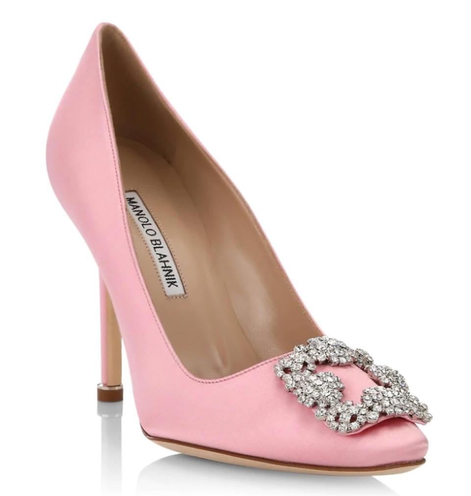 Manolo Blahnik Hangisi 105 Embellished Satin Pumps