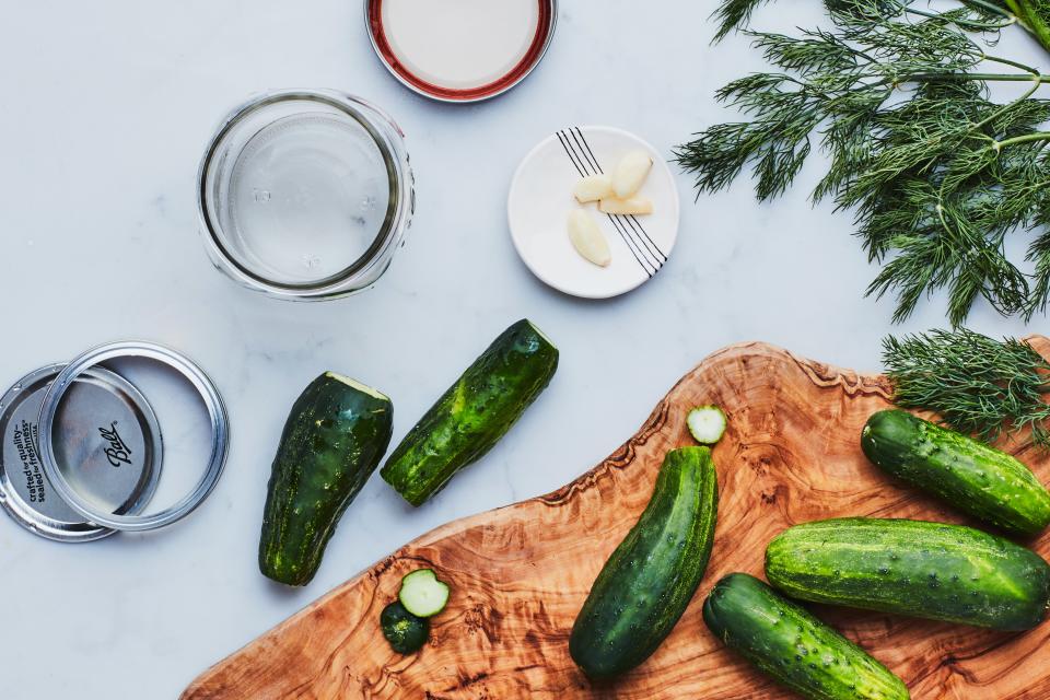 Snag all the cute little Kirby cucumbers and turn them into perfectly dilled pickles, ripe for your future enjoyment.