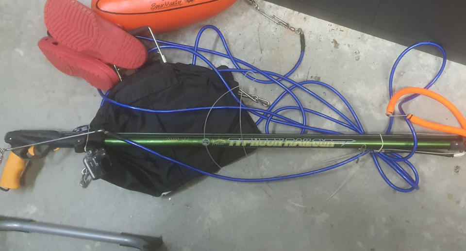 A spearfishing rod was one of the items found by the NSW fisherman.