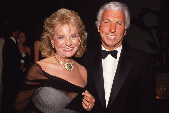 <p>Ralph Dominguez/MediaPunch/Alamy</p> Barbara Walters and Merv Adelson in 1981