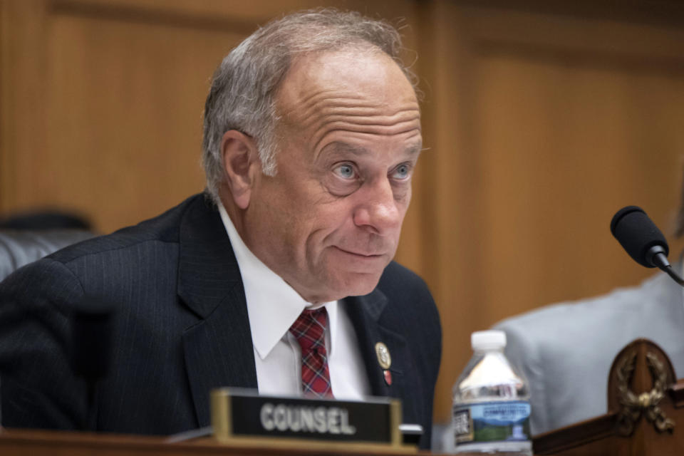 FILE - In this June 8, 2018, file photo, Rep. Steve King, R-Iowa, at a hearing on Capitol Hill in Washington. State Sen. Randy Feenstra, R-Hull, announced this week he'd seek the Republican nomination, facing the nine-term King. (AP Photo/J. Scott Applewhite, File)