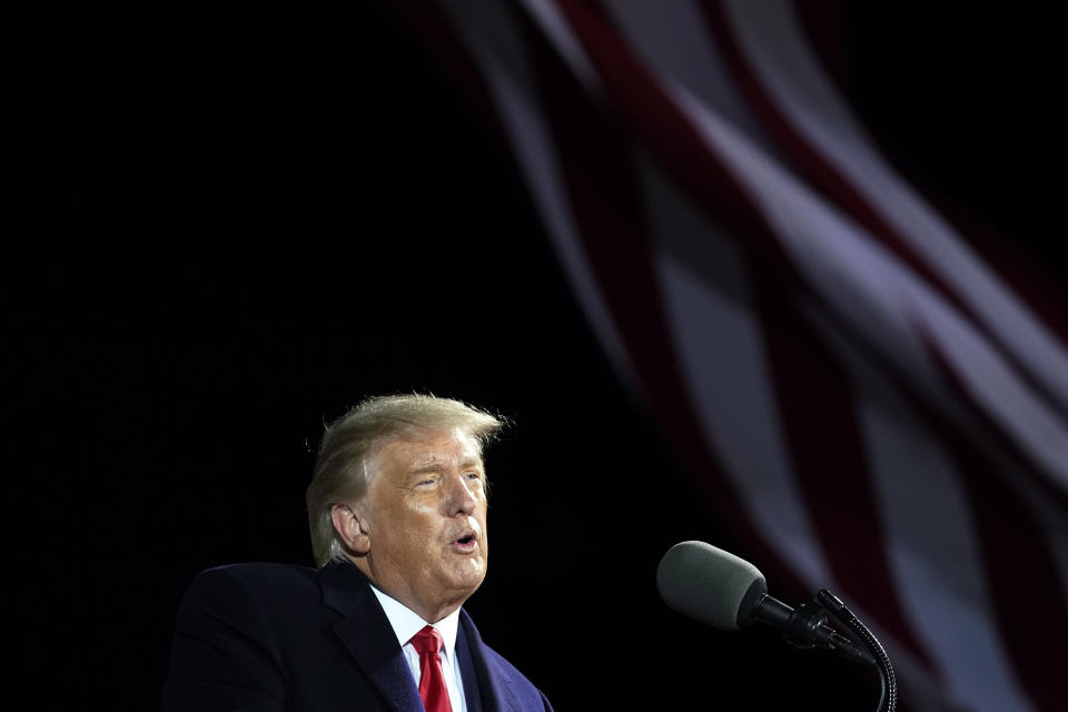 President Donald Trump speaks at a campaign rally at Duluth International Airport on Sept. 30 and, as he has for months, pressed his unsupported claim that the widespread use of mail-in ballots in this year's election will be marked by widespread fraud. (Photo: ASSOCIATED PRESS)