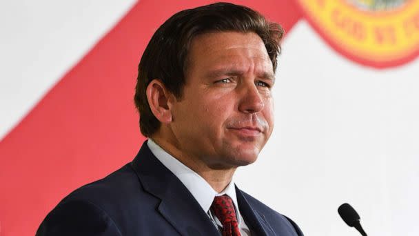 PHOTO: Florida Gov. Ron DeSantis speaks to supporters at a campaign stop in Geneva, Fla., Aug. 4, 2022. (LightRocket via Getty Images, FILE)