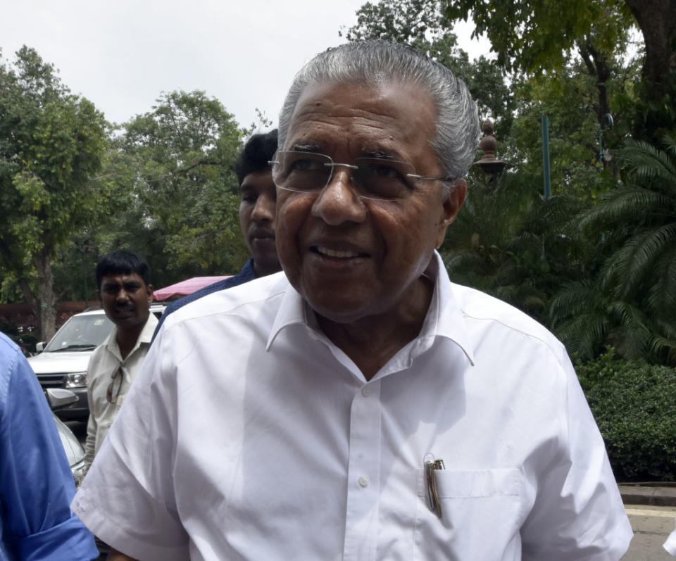 <p><strong>WINS </strong>from <strong>Dharmadam</strong> (Kerala) against C Raghunathan (Congress) by 50, 123 votes</p> 