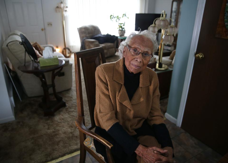 Connie Mitchell in her Chili home in 2017, days before she was awarded the Frederick Douglass Medal by the University of Rochester.