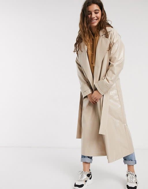 Vinyl Trench Coat in Nude