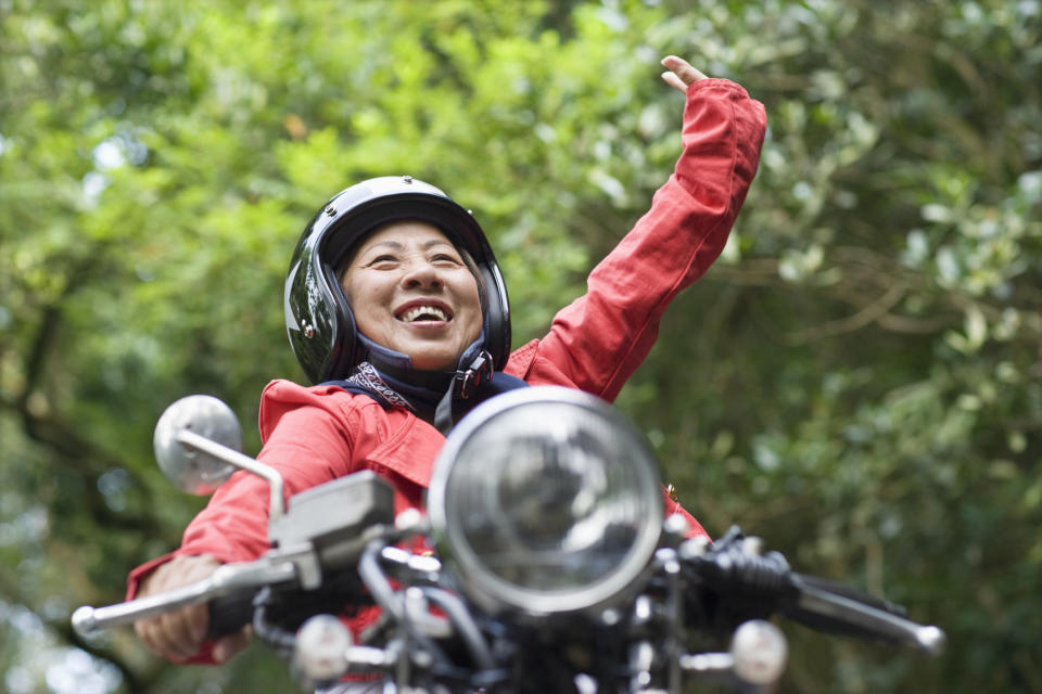 Woman motorcycling