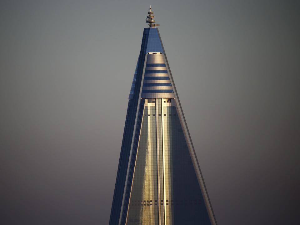 The top of the Ryugyong Hotel in 2015.