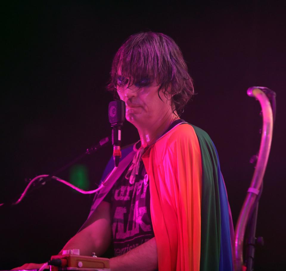 Steven Drozd, of The Flaming Lips, entertains a crowd on Aug. 27, 2018, at Iroquois Amphitheater in Louisville, Kentucky.