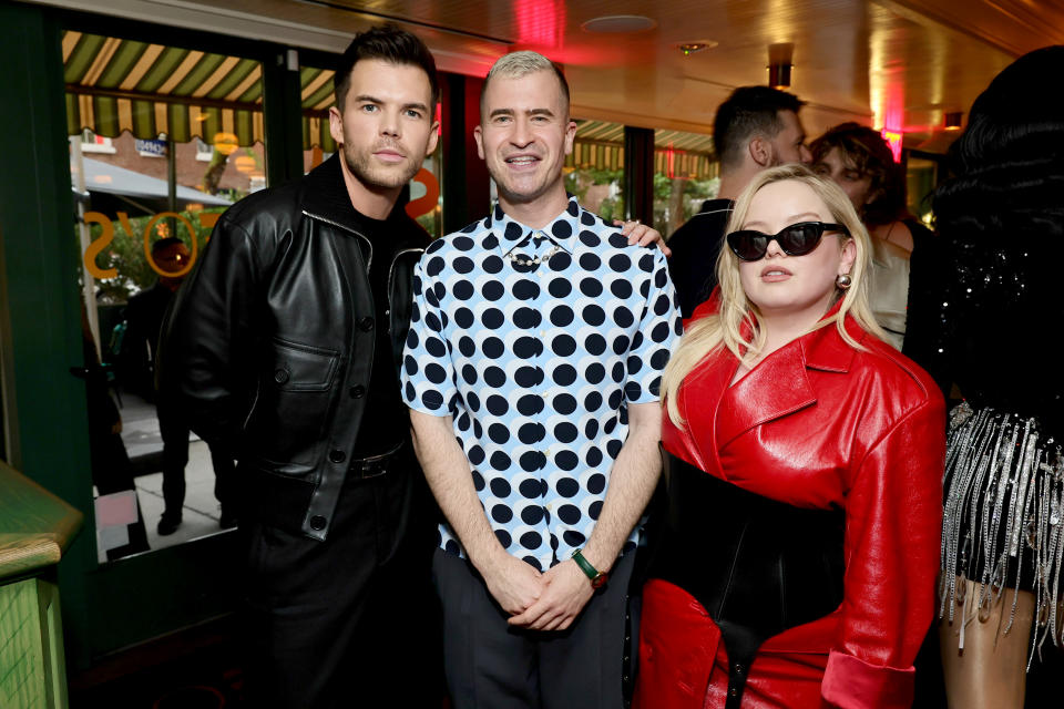 Luke Newton, Evan Ross Katz and Nicola Coughlan attend "Chaos Dinner"