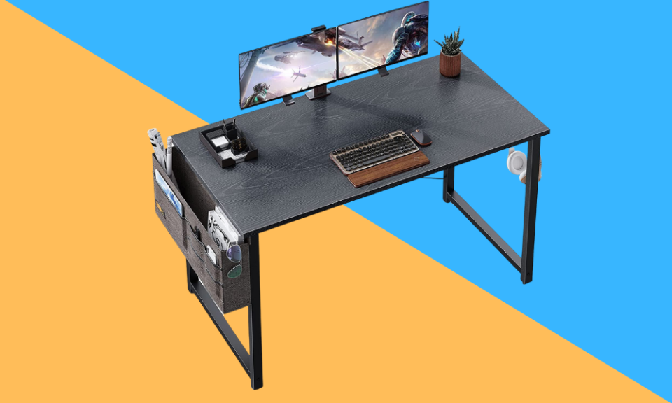 desk with storage on the side