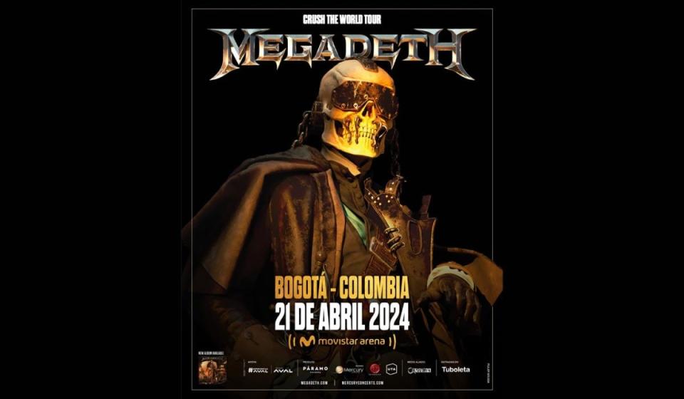 Megadeth dará concierto en Bogotá en abril de 2024. Imagen: cortesía Grupo Aval.