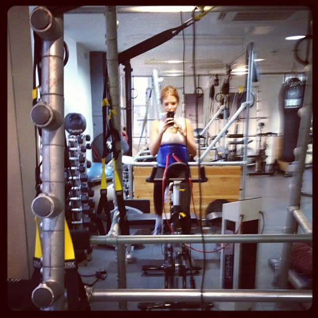 Celebrity Twitpics: Made in Chelsea’s Millie Mackintosh has kick started her 2013 with a strict exercise plan, and proudly tweeted this photo of herself at the gym.