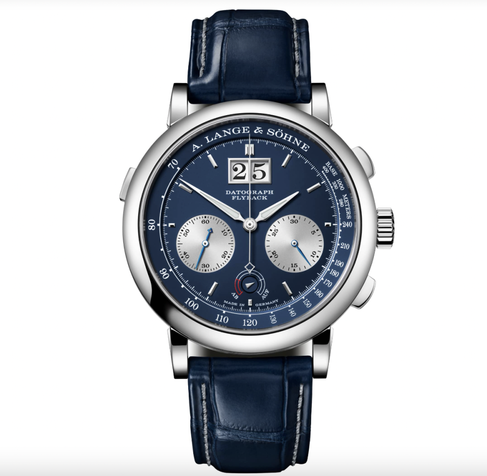 A. Lange & Söhne's Datograph Up/Down in 18-carat white gold with a blue dial.