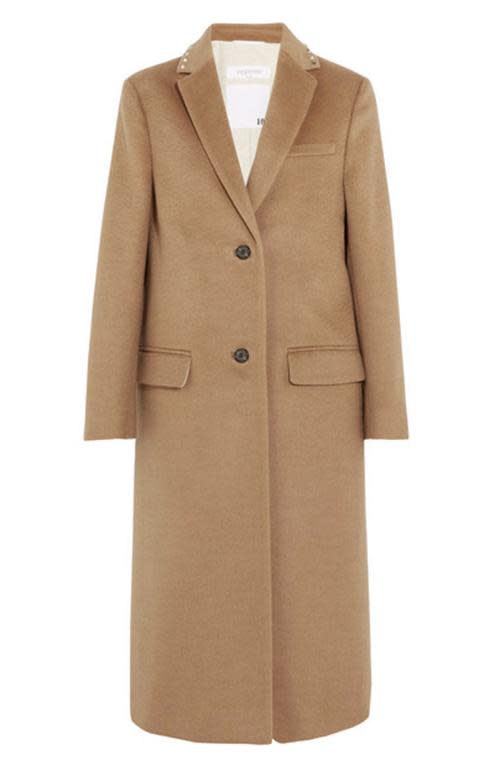 Valentino stud-embellished camel hair coat. <br> <a rel="nofollow noopener" href="http://www.polyvore.com/valentino_stud-embellished_camel_hair_coat/thing?id=172479329" target="_blank" data-ylk="slk:Buy here;elm:context_link;itc:0;sec:content-canvas" class="link ">Buy here</a>