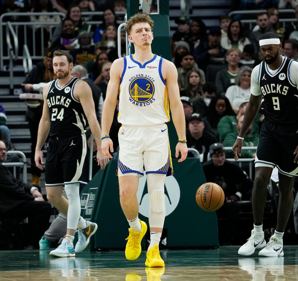 Golden State Warriors rookie Brandin Podziemski scored 23 points in his first NBA game in his hometown of Milwaukee.