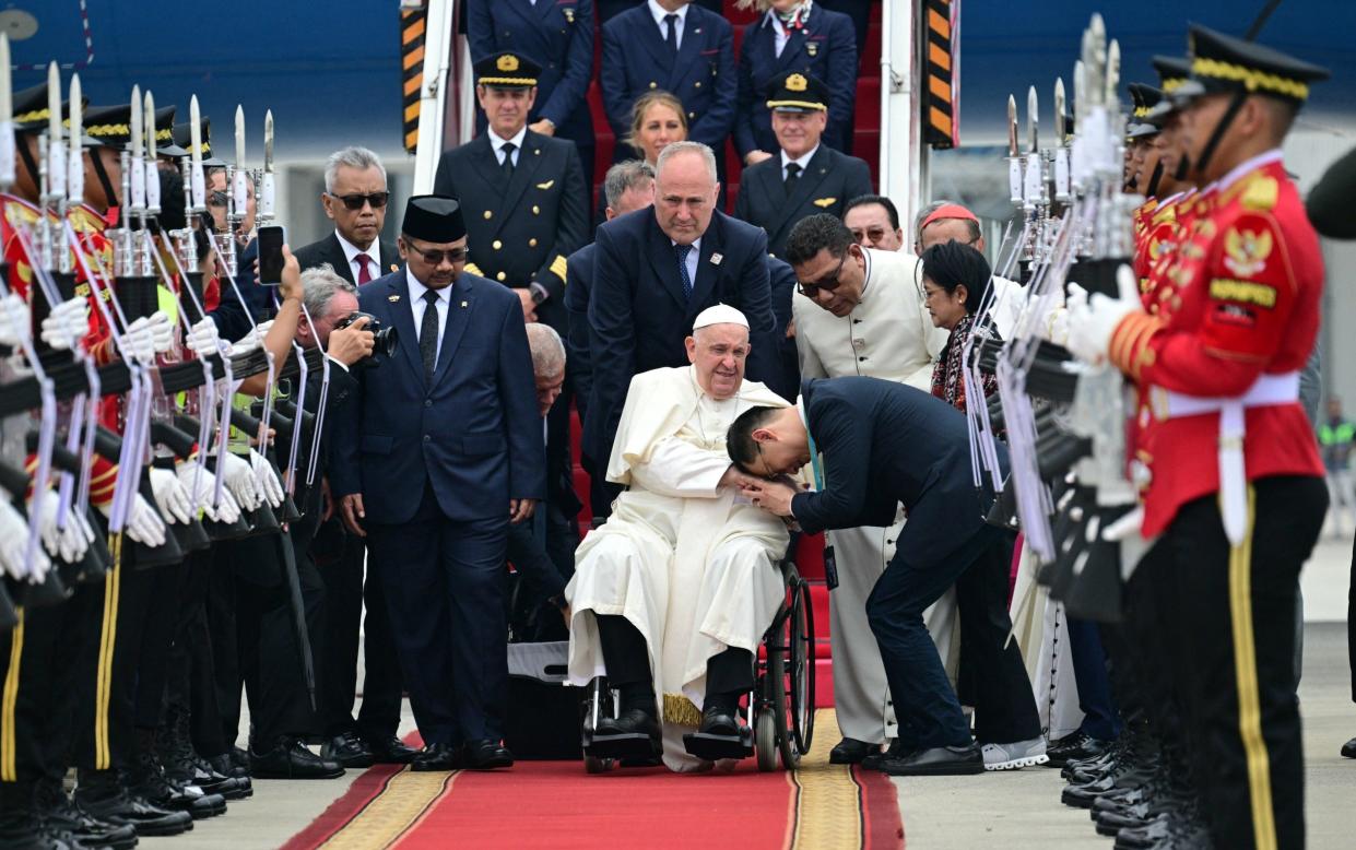 Pope Francis arrives in Jakarta, Indonesia, for the first leg of his east Asia tour