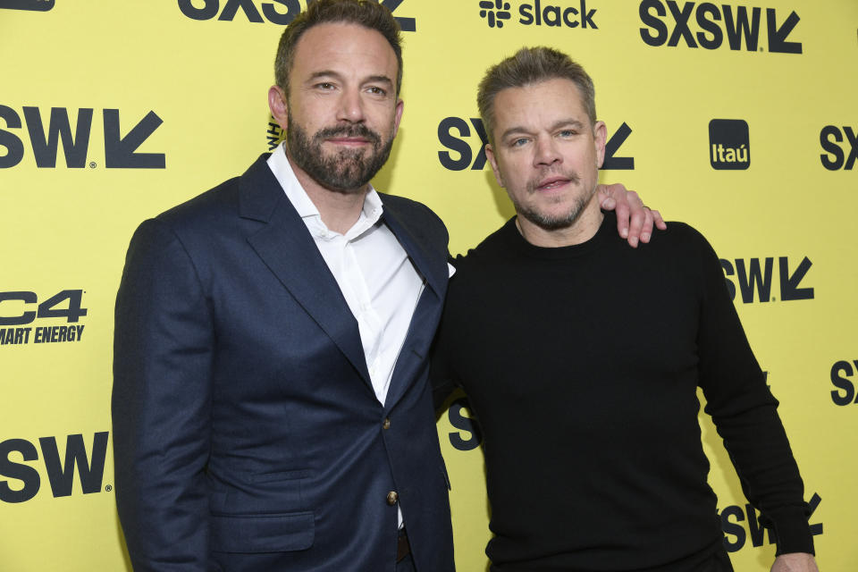 Closeup of Ben Affleck and Matt Damon