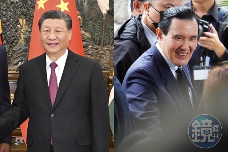中國主席習近平與前總統馬英九睽違9年後再次握手。（左圖翻攝自中國外交部微博，右圖本刊資料照）