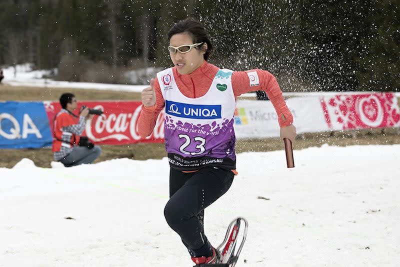 雪鞋競走女子隊（圖中為其中一名成員何雅芠）勇奪4X100米接力金牌。