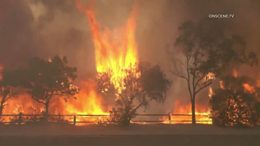 The Hawarden Fire burns in Riverside County. July 21, 2024. (OnSceneTV)