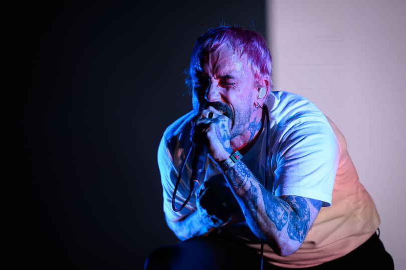 Joe Talbot of Idles performs during their headline set on the Other Stage