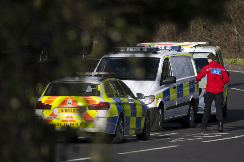 CARDIFF, WALES - MARCH 06: A general view of the scene on the A48 on March 6, 2023 in Cardiff, Wales. The three women and two men had not been heard from since 2am on Saturday morning, until a car was discovered in the early hours of Monday. (Photo by Matthew Horwood/Getty Images)