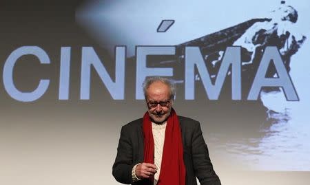 French-Swiss film director Jean-Luc Godard walks on stage as he attends the 2010 Swiss Federal "Grand Prix Design" award ceremony in Zurich November 30, 2010. REUTERS/Christian Hartmann