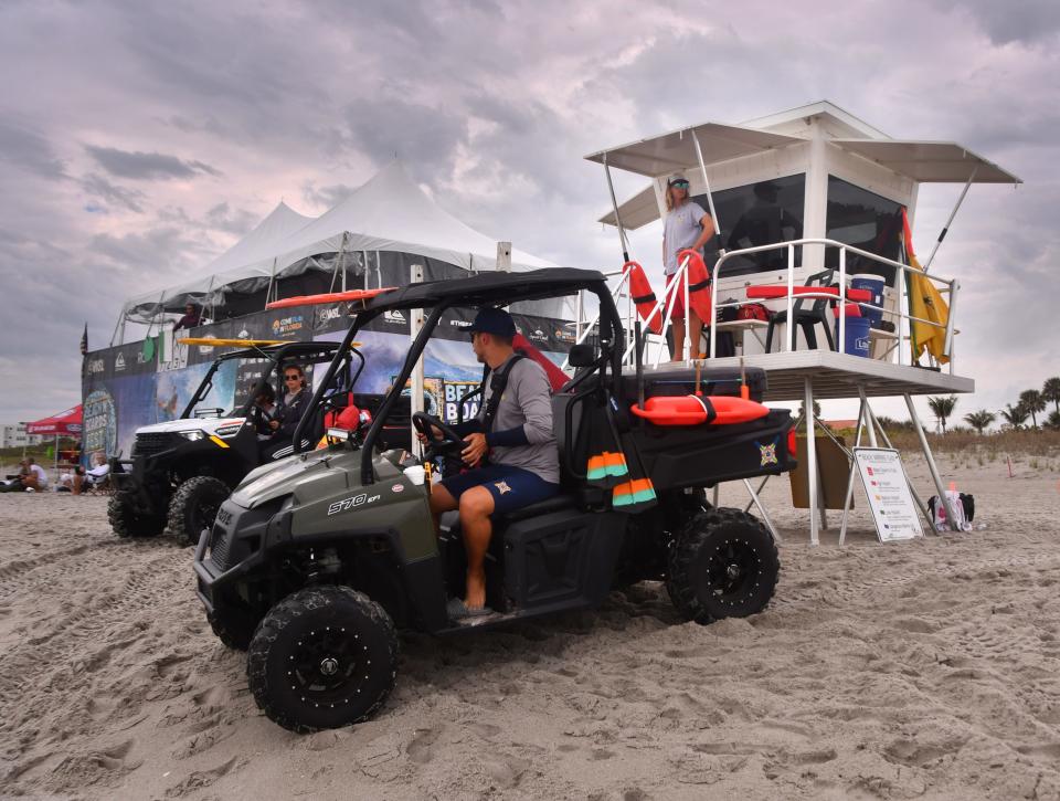 Lifeguards work at Shepard Park in Cocoa Beach, where there is one year-round and two seasonal lifeguard towers.